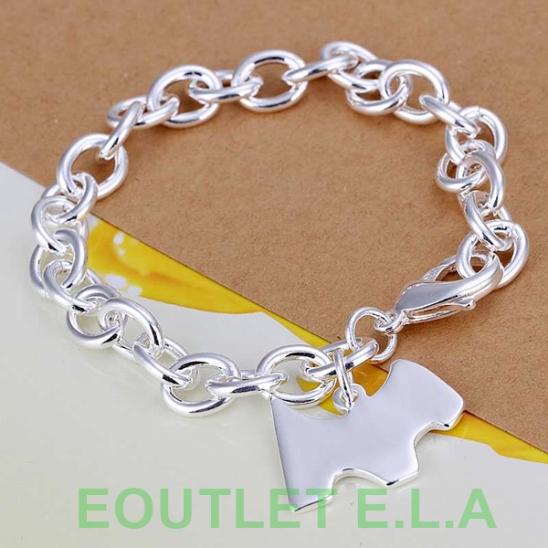 25mm DOGGIE CHARM SILVER BRACELET-20.5cm